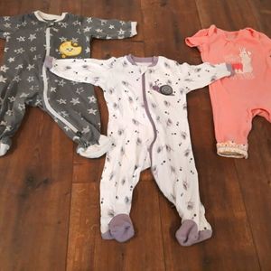 2x Double Zip-Up Baby Footie Sleepers